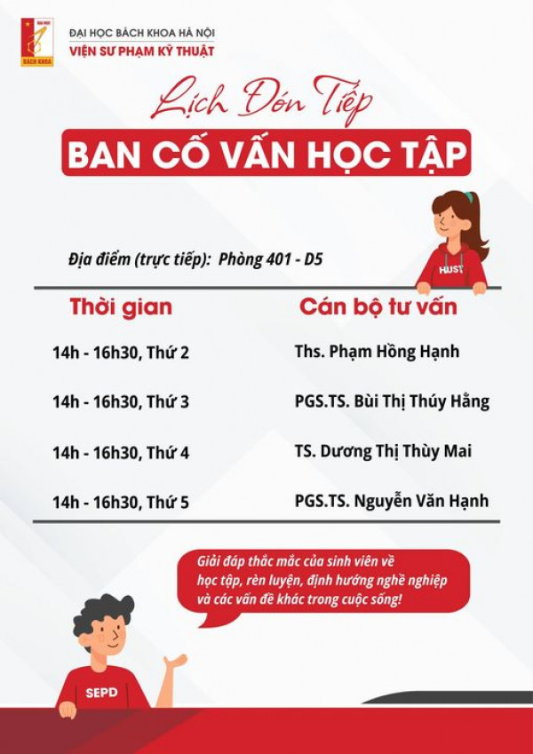 LỊCH TRỰC BAN CỐ VẤN HỌC TẬP VIỆN SƯ PHẠM KỸ THUẬT