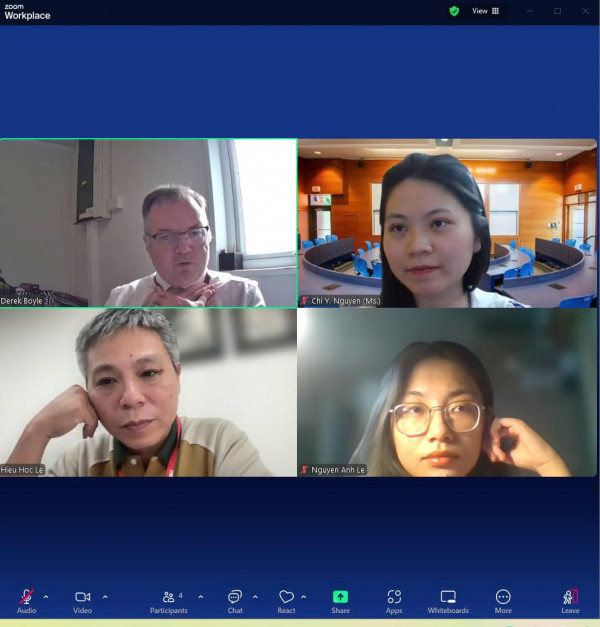 Dr. Boyle, Assoc. Prof. Hoc, FED faculty and students meet online to share experience and insights in professional development for teachers in rural areas